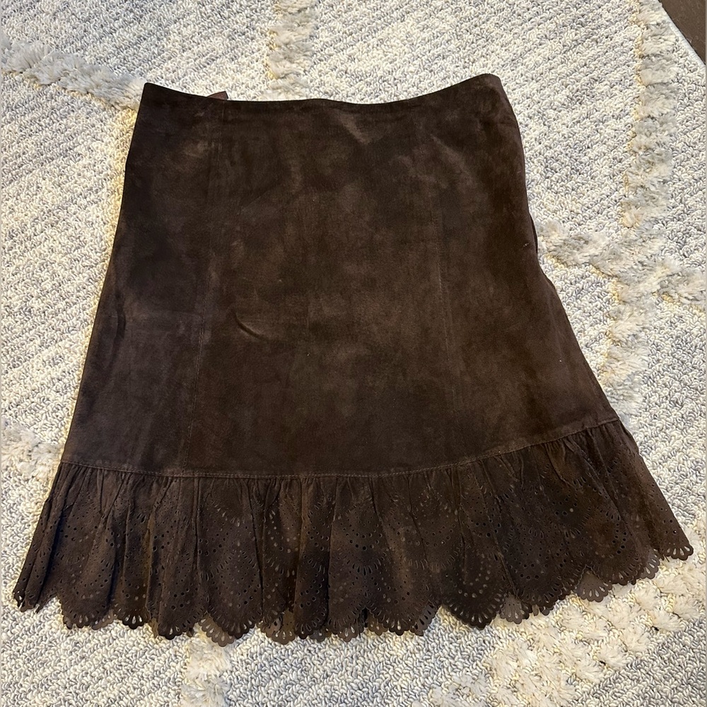 Elevenses • 💯 Leather Suede Mini Skirt